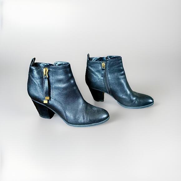 BLK LTR Franco Sarto Ankle Zip Booties Classic Western Moto Grunge Punk Goth 7.5 - Picture 6 of 16